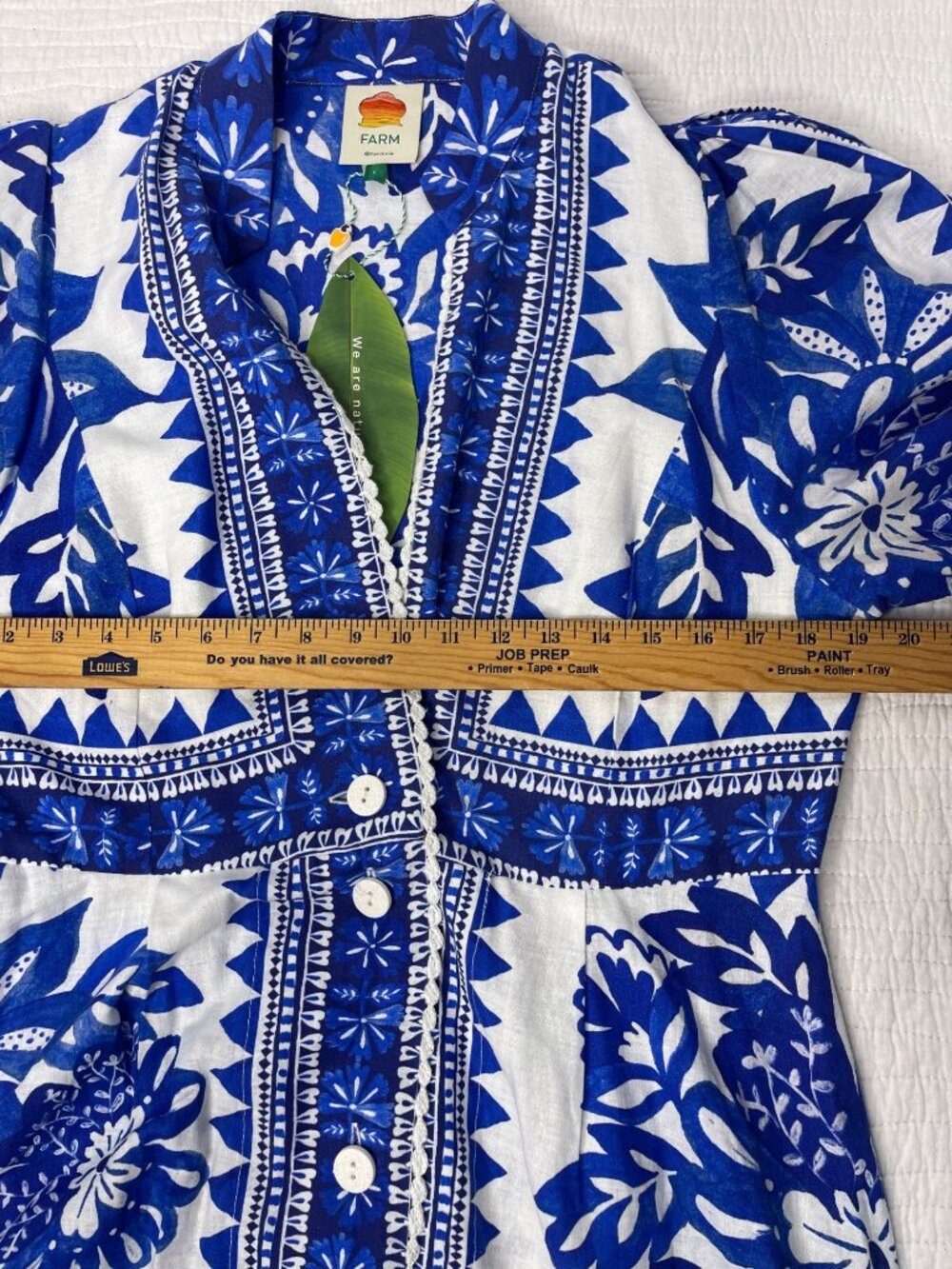 Farm Rio Flora Tapestry Off-White & Blue Maxi Dress SZ L Coastal Chic NWT - Picture 15 of 15